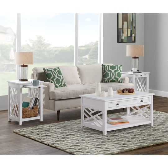 Porch & Den Altadena Coffee Table and Two End Tables with Tray-Shelf