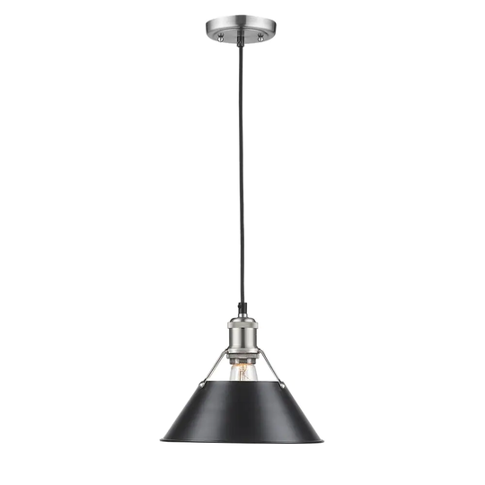 Golden Lighting Orwell PW Pewter Black Shade 10-inch 1-light Pendant