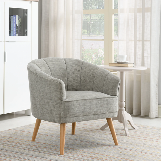 NewRidge Home Chenille Upholstered Cindy Accent Side Chair, Stone Fabric