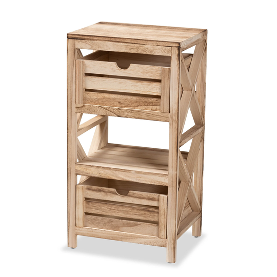 Mandell Modern Natural Brown Finished Wood 2-Drawer Storage Unit