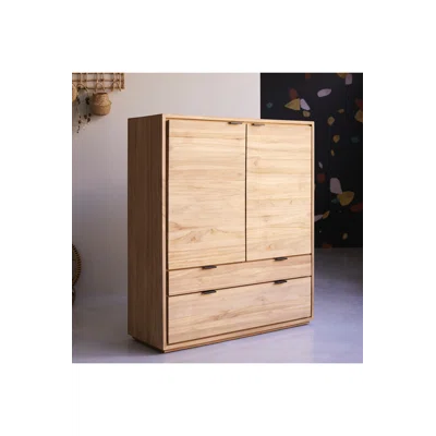 Senson 43" Wide 2 Drawer Teak Solid Wood Sideboard