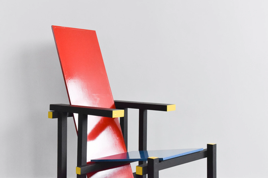Vintage Reproduction Gerrit Rietveld Style Red & Blue Chair