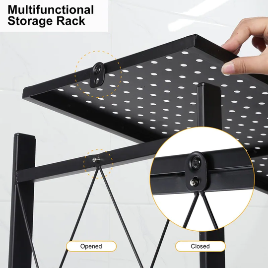 Black 4-Tier Heavy Duty Foldable Metal Rack Storage Shelving Unit