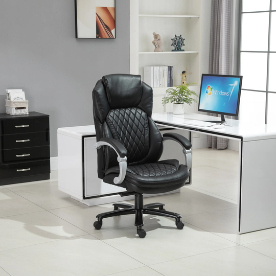 Vinsetto 350lbs Heavy Duty Home Office Chair Tall and Big Mesh Faux Leather Rocker Ergonomic with Wheel, Adjustable Height