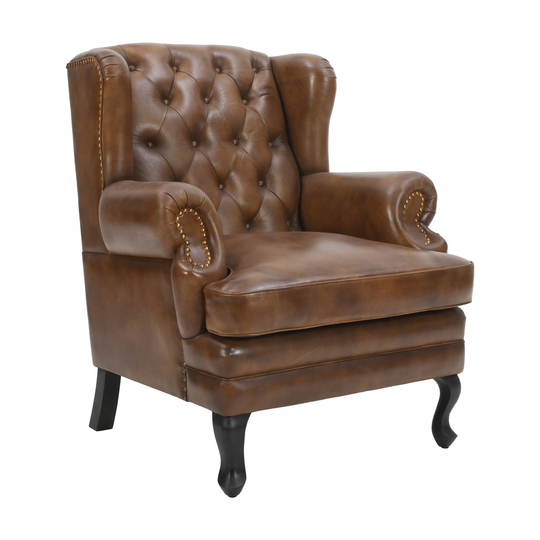 Vatican Wing Back Top Grain Leather Chair