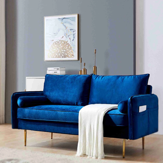 71"W Velvet Fabric Sofa Couch with Pocket