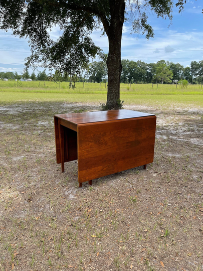 Vintage Drop Leaf Table, Mcm Modern Table, Wood Furniture, Dining Gate Leg Harvest Farmhouse Kitchen Solid Wood