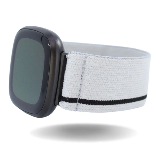 Elastic Fitbit Sense/Versa 3 Watch Band - Fits & White Grey Black One Racing Stripe Cloth Holiday Winter Gray