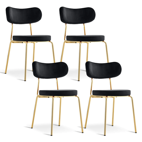 Mcombo Dining Chair Set of 4, Modern Velvet Chairs with Golden Legs - N/A