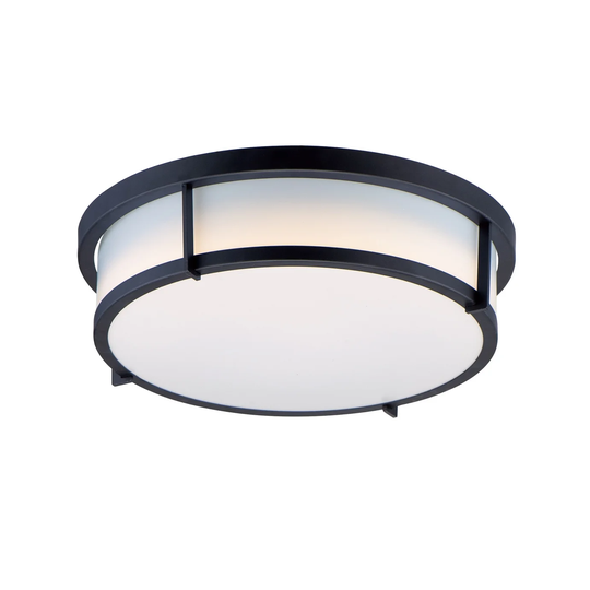 Maxim White Fabric Shade 3-light Nickel Rondo Flush Mount Light