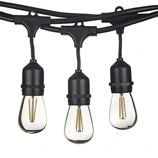 Vivio Lighting 48 Feet 15 Socket Black String Lights with 17 LED Bulbs