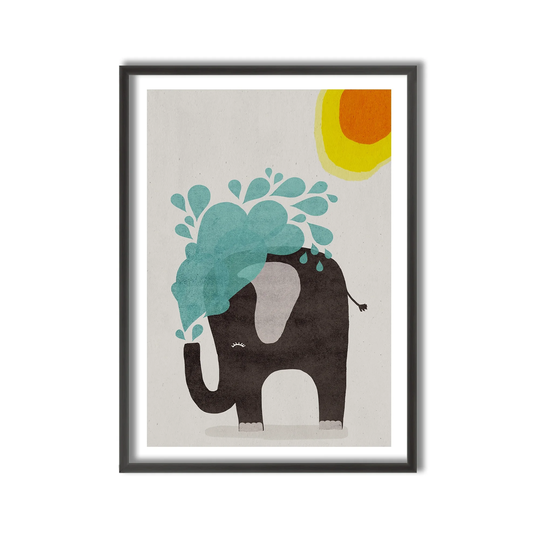 Kids Framed Art Print Funny Elephant by Treechild - Multi-Color