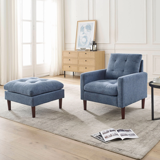 Tufted Chair Living room chair with ottoman