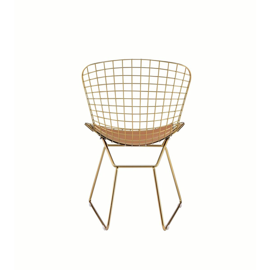 Irregular Geometric Design Side Chair with Gold Metal Frame and Curved Seat (Set-2)