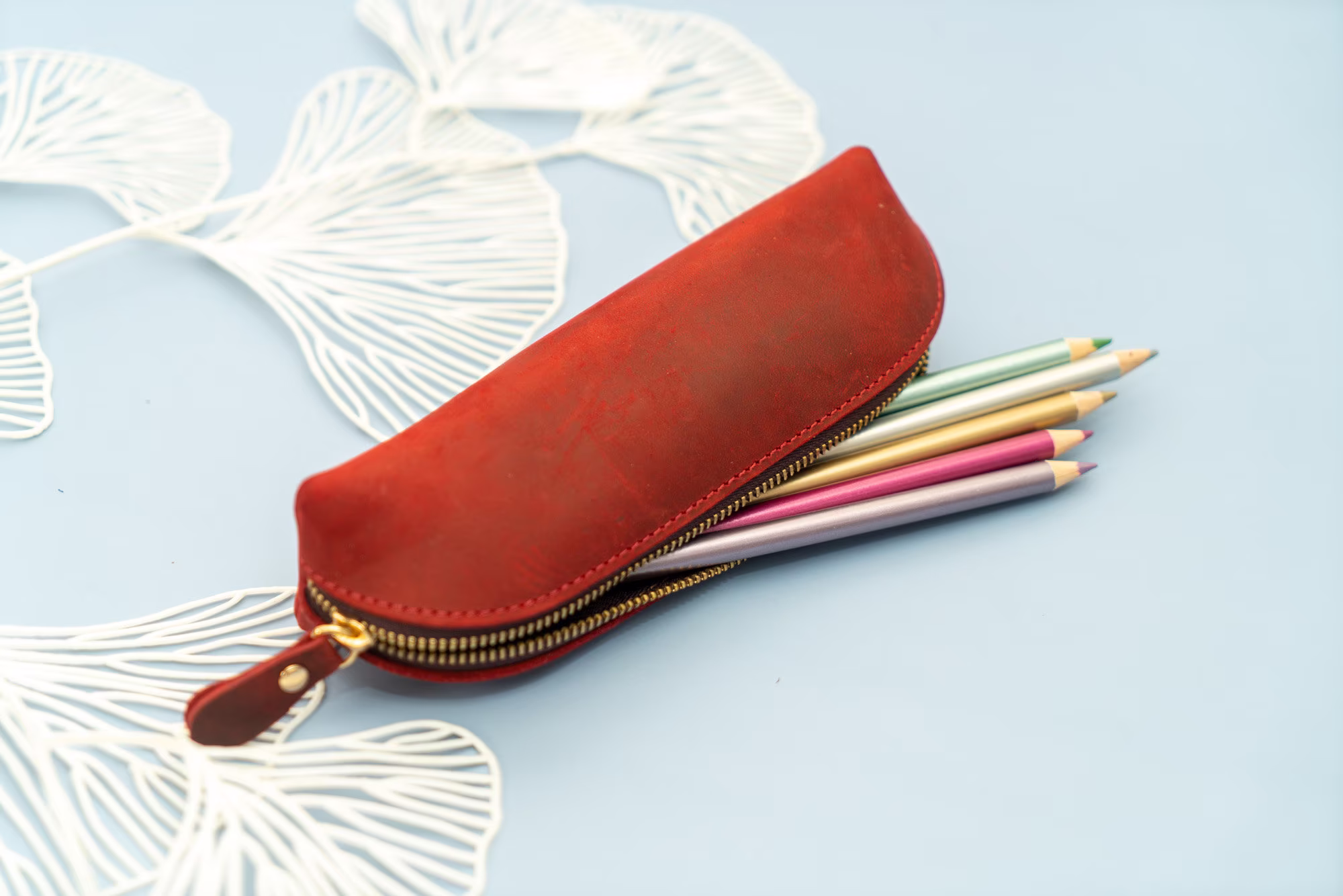 Custom Leather Pencil Case. Personalized Organizer. Monogrammed