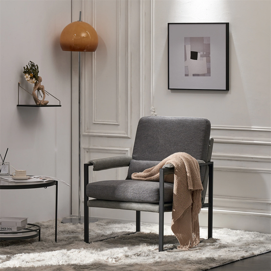Single Leisure Chair with Soft Cover Honeycomb Leather Armrest Frame