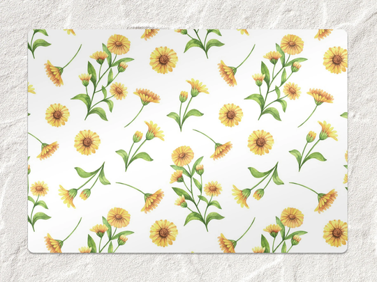 Calendula Marigold Chair Mat, Yellow Protective Green Splat Flowers Vinyl Floor Pvc Flooring, Gift Idea
