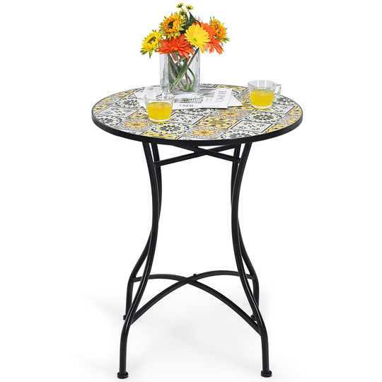 Costway 28.5'' Patio Round Mosaic Bistro Table Plant Stand Flower - See Details