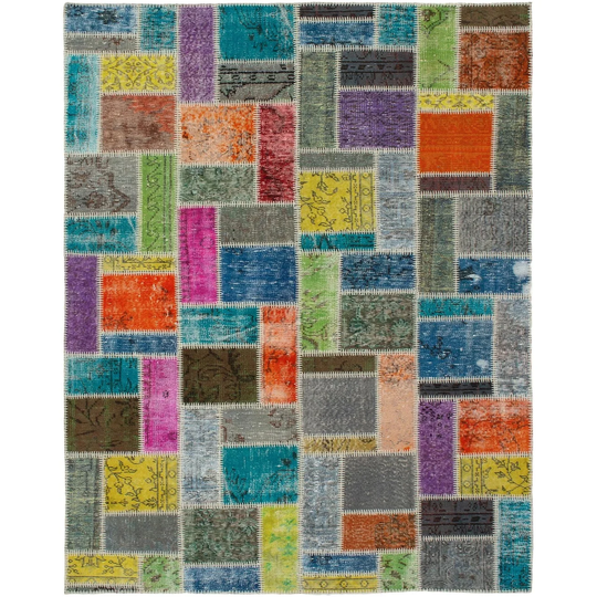 ECARPETGALLERY Hand-knotted Color Transition Patchwork Multi Wool Rug - 5'8 x 7'10