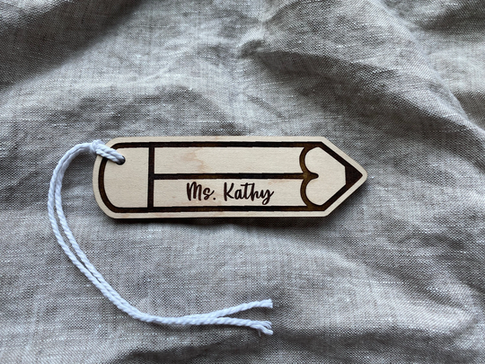 Teacher Gift Tag // Wooden Teacher Name Tag Pencil Name