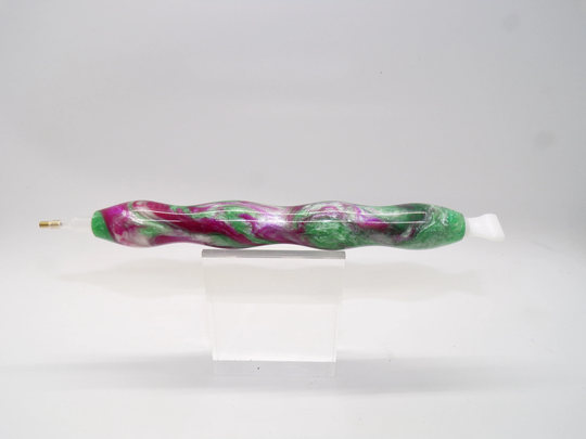 Diamond Painting Pen, Magenta, Lime Green, Silver, Sparkle, Swirl, Drill Handturned, Alumilite