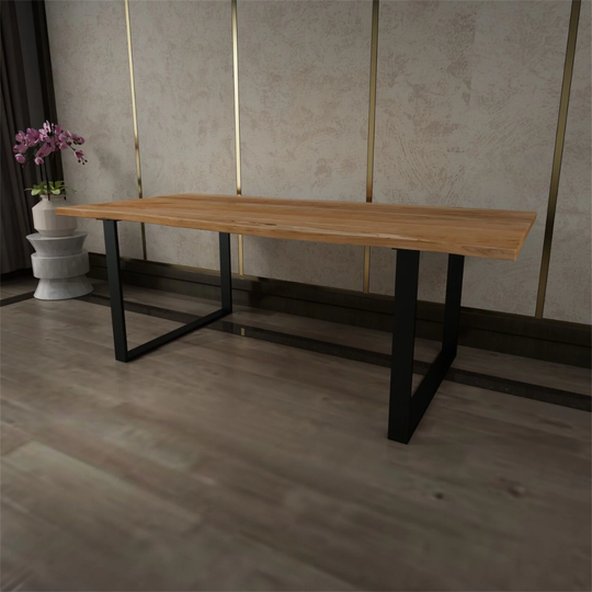 Dining Table Living Room Table Live Edge Solid Wood Dining Table Brown