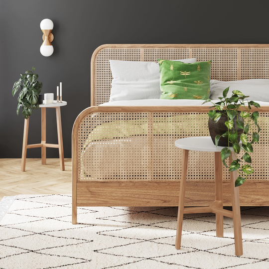 Nathan James Barbara Tall Round Accent Side Table, End Table for Living Room or Bedroom with Modern Bamboo Legs