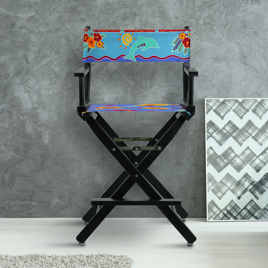 24" Director's Chair Black Frame-Tropical Sea - 23"W x 19"D x 39.5"H