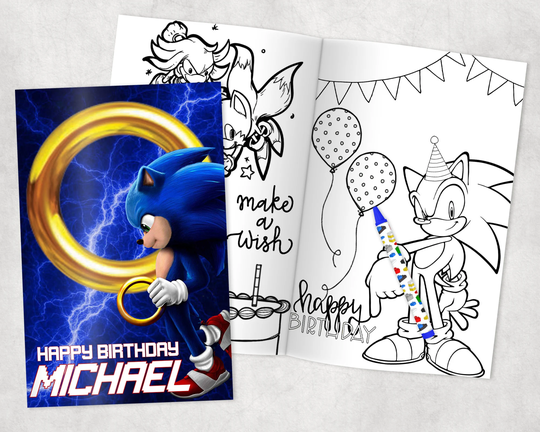 Sonic Personalized Coloring Books - Custom Party Favors Thank You Gift Birthday Printed & Shipped- 12