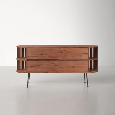 Michale 62.5" Wide Walnut Wood Sideboard