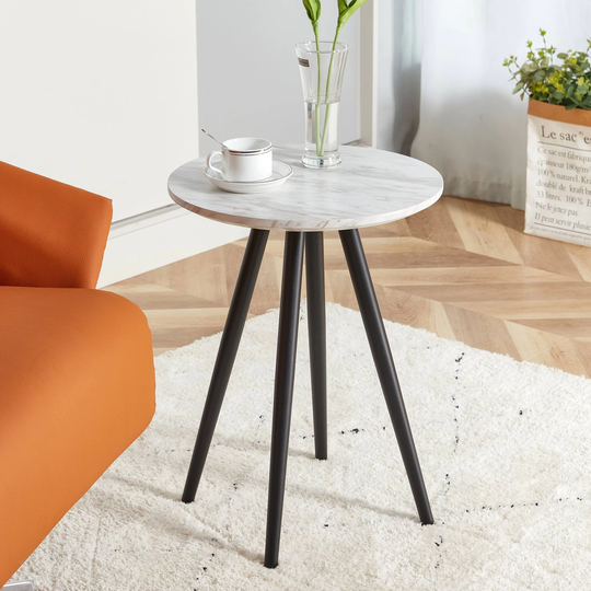 Accent Coffee Table Modern Minimalism Faux Marble End Side Table - 15.75''D x 15.75''W x 21.46''H