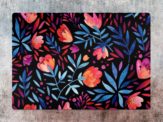 Floral Chair Mat, Blue Protective Red Splat Watercolor Vinyl Floor Decorative Kids Room Decor