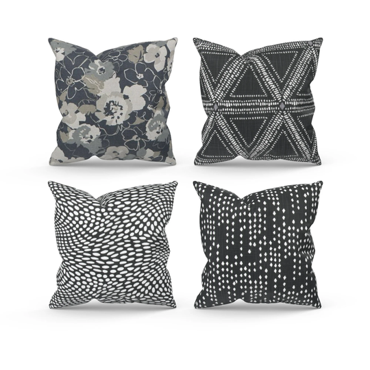 Black Pillow Covers For Living Room Sofa, & White Accent Bedroom, Housewarming Gift Or Wedding New Home