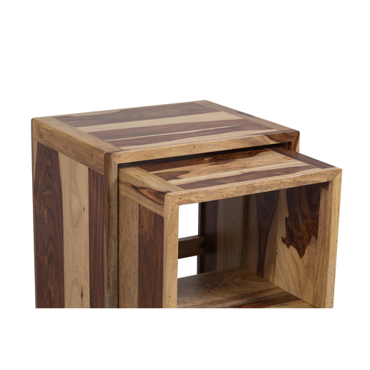 Wanderloot Taos Solid Sheesham Wood Set of 2 Nesting End Tables - 22"H x 16"W x 19.5"L