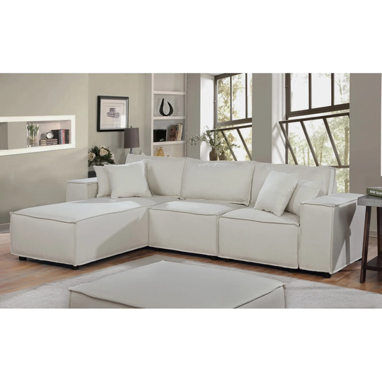 Modular Linen Sofa with Reversible Chaise