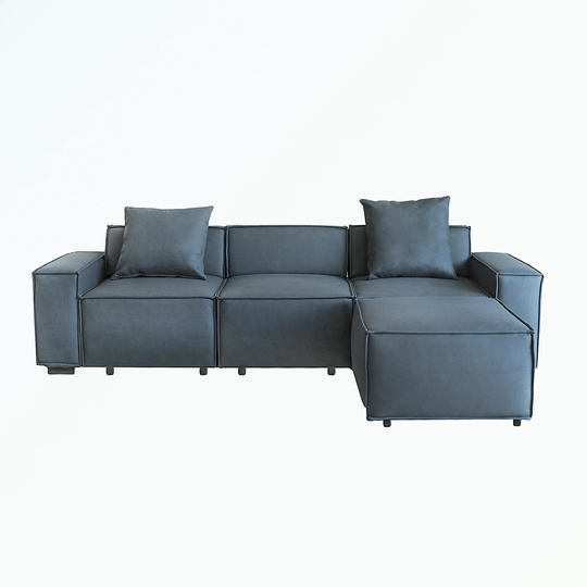 L shaped Sofa with Removable Ottomans and 2 comfortable Pillows