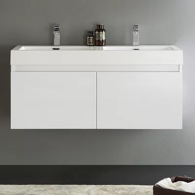 Mezzo 47" Wall-Mounted Double Bathroom Vanity Set