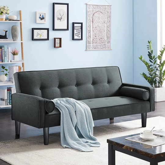 Futon Sofa Bed, Convertible Futon Sofa Loveseat Couch with Adjustable Backrest Sleeper Sofa for Small Space, Home, Living Room