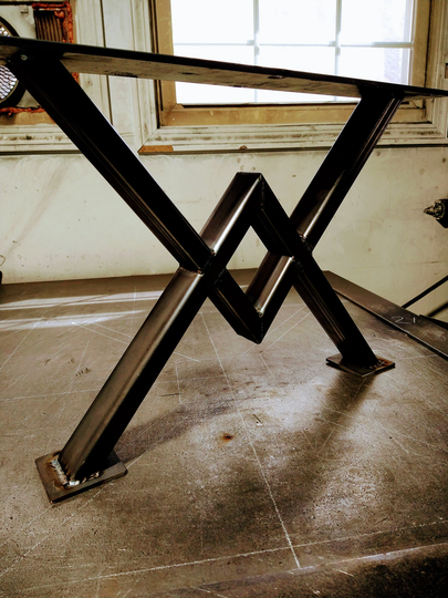 Farmhouse Table Base, Metal Legs, Legs With Levelers, Diamond Shaped Base