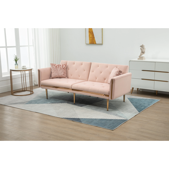 Velvet Loveseat Sofa Accent Sofa Convertible Sleeper Sofa Bed with Metal Feet