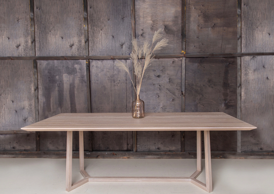Oak Dining Table - Large Wood Solid Farmhouse Modern Kitchen