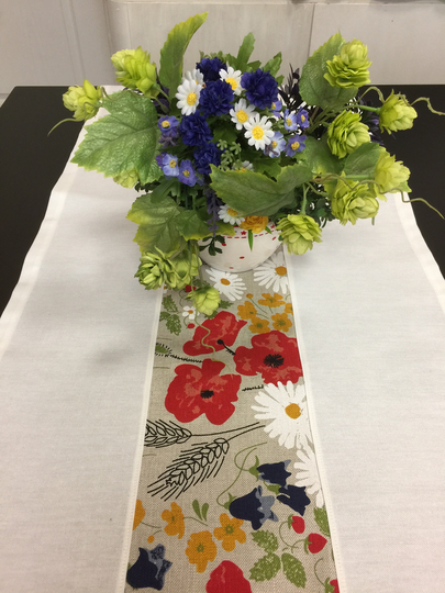 Table Runner Meadow Poppy Linen Two Fabric Wild Flowers