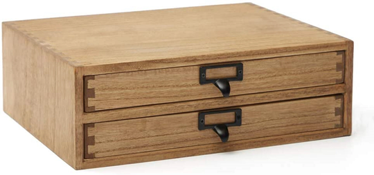 Wooden Office Storage Drawers Shallow Type Desktop Filing Organization For Machine Printer Stand 2-Layer