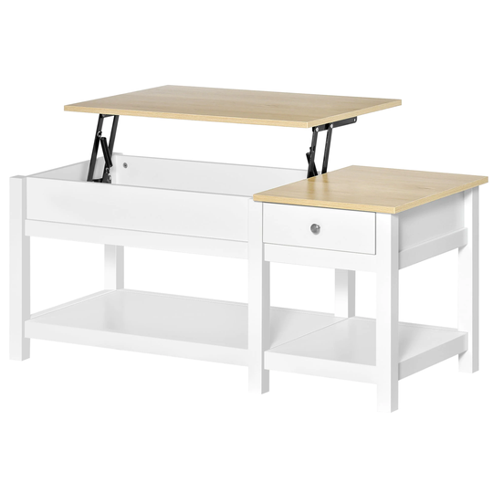 Lift-up Coffee Table Hidden Storage Compartment, Dining, Tea Table, Oak