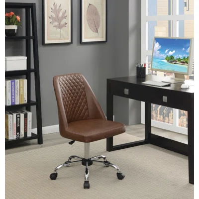 Upholstered Tufted Back Office Chair Brown And Chrome By Coaster