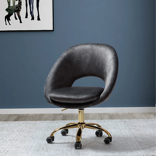 Savas Velvet Swivel Task Chair with Metal Base for Office &Living Room