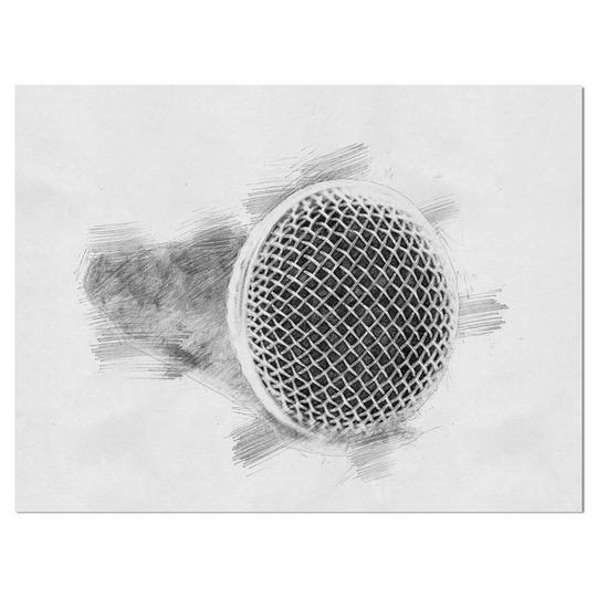 Designart 'Microphone in Pencil Sketch' Music Print on Wrapped Canvas