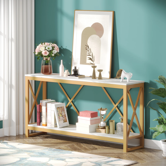 70.9 Inch Console Table, Industrial Sofa Table Narrow Long Entry Table - 70.9" L x 11.81" W x 35.4" H