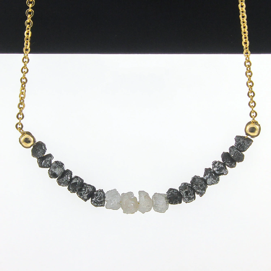 14K Gold Filled With Multi-Color Diamonds - Rough Uncut Diamond Necklace Natural Unfinished Raw April Birthstone