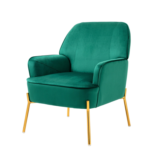 Vintage Velvet Accent Upholstered Chair, Living Room Chair, Modern Arm Chair with Golden Legs